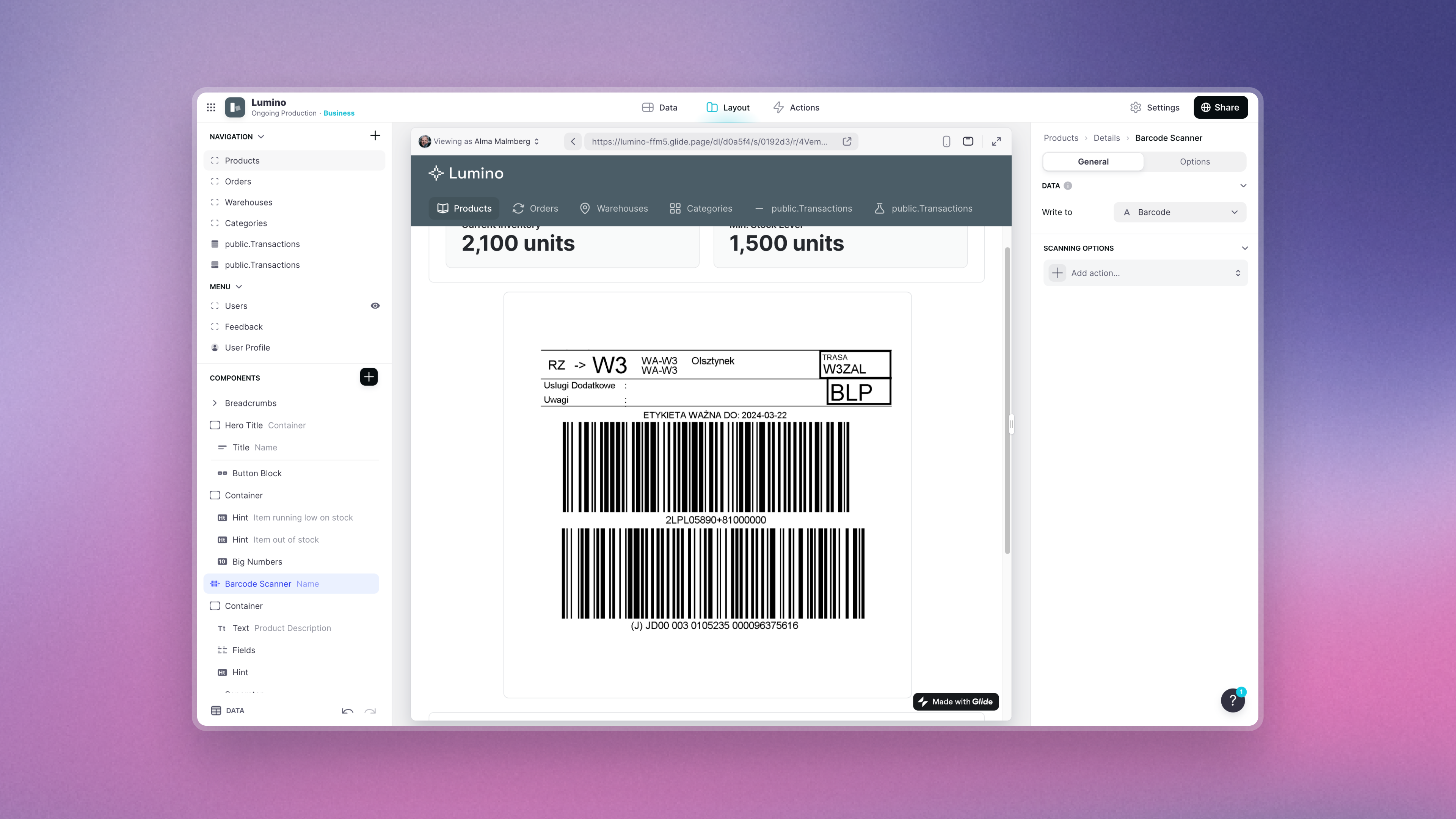 How to Create a Barcode and QR Code Scanner App with Glide