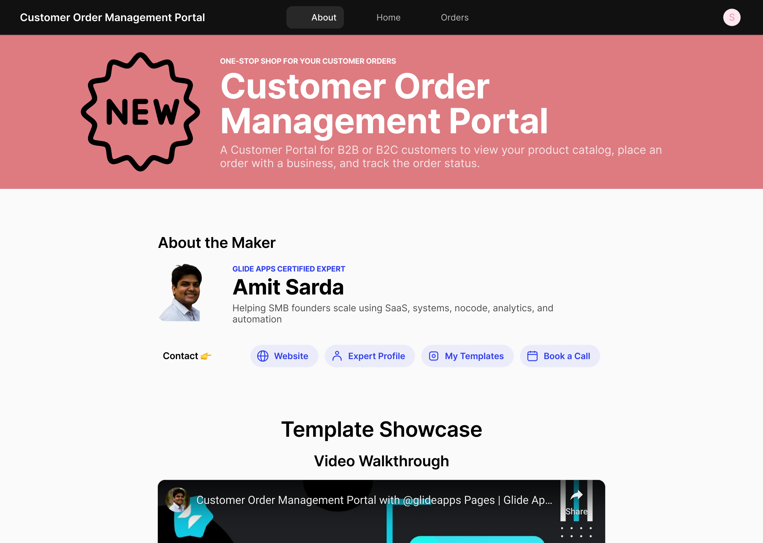 Customer Order Management Portal