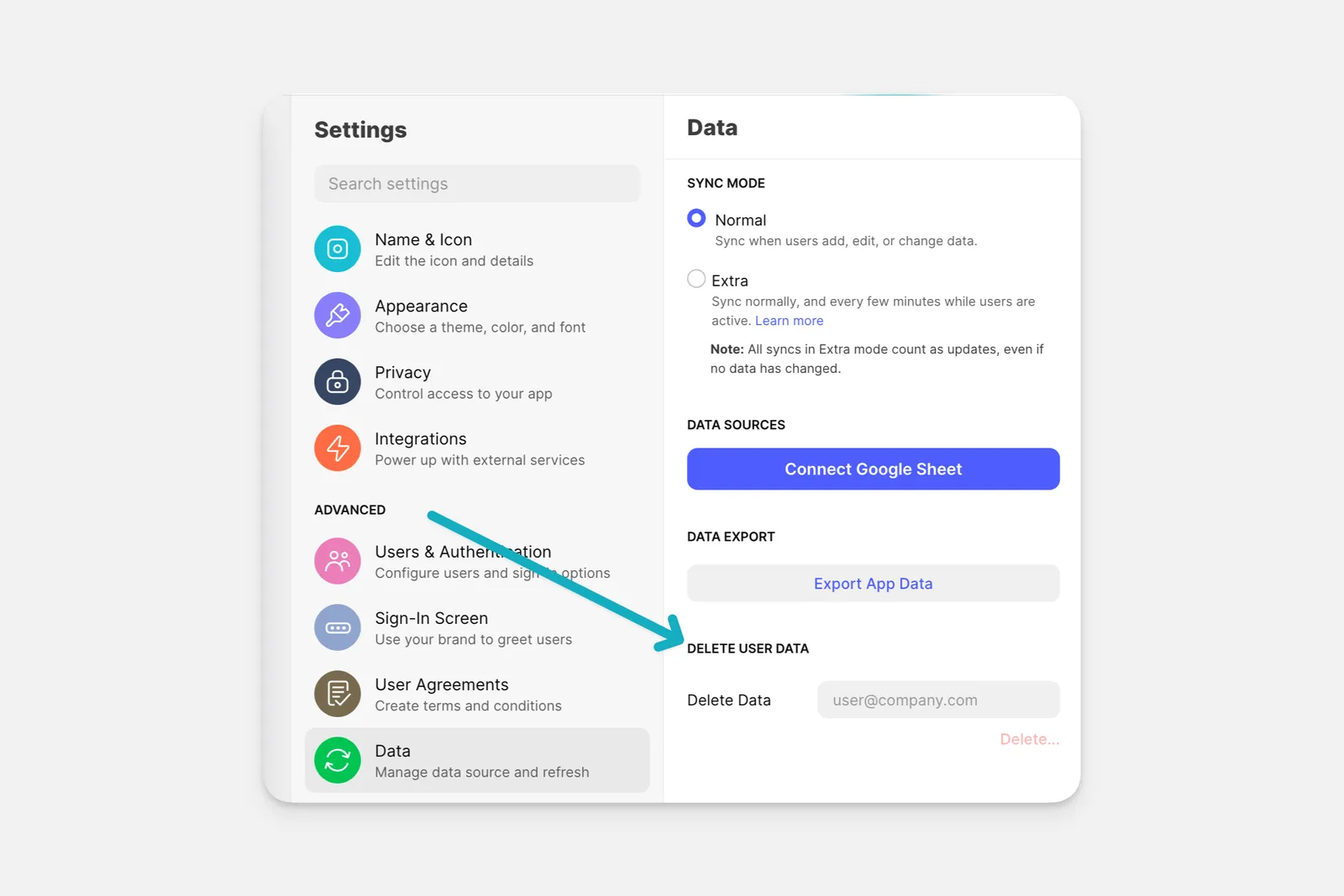 Deleting user data in Glide.