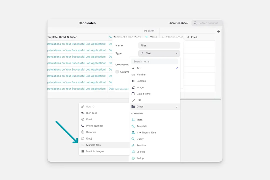 Creating a Multiple File column.