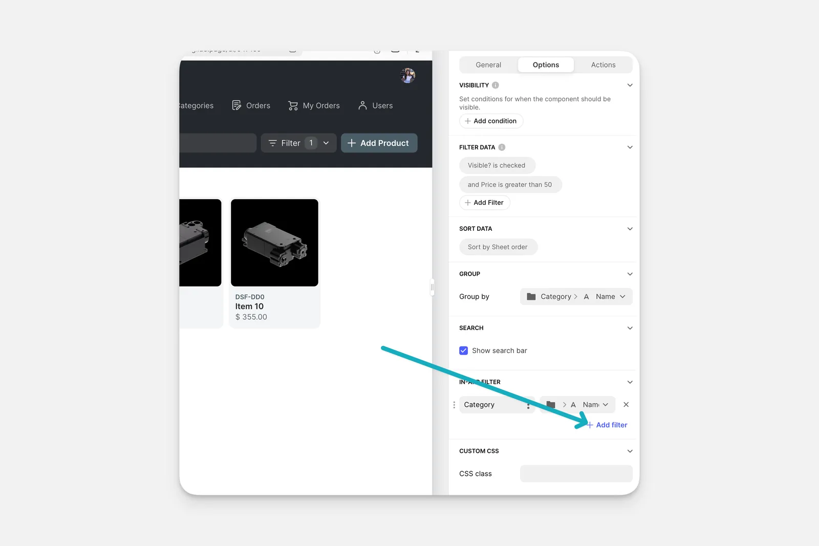 Multiple in-app filtering.