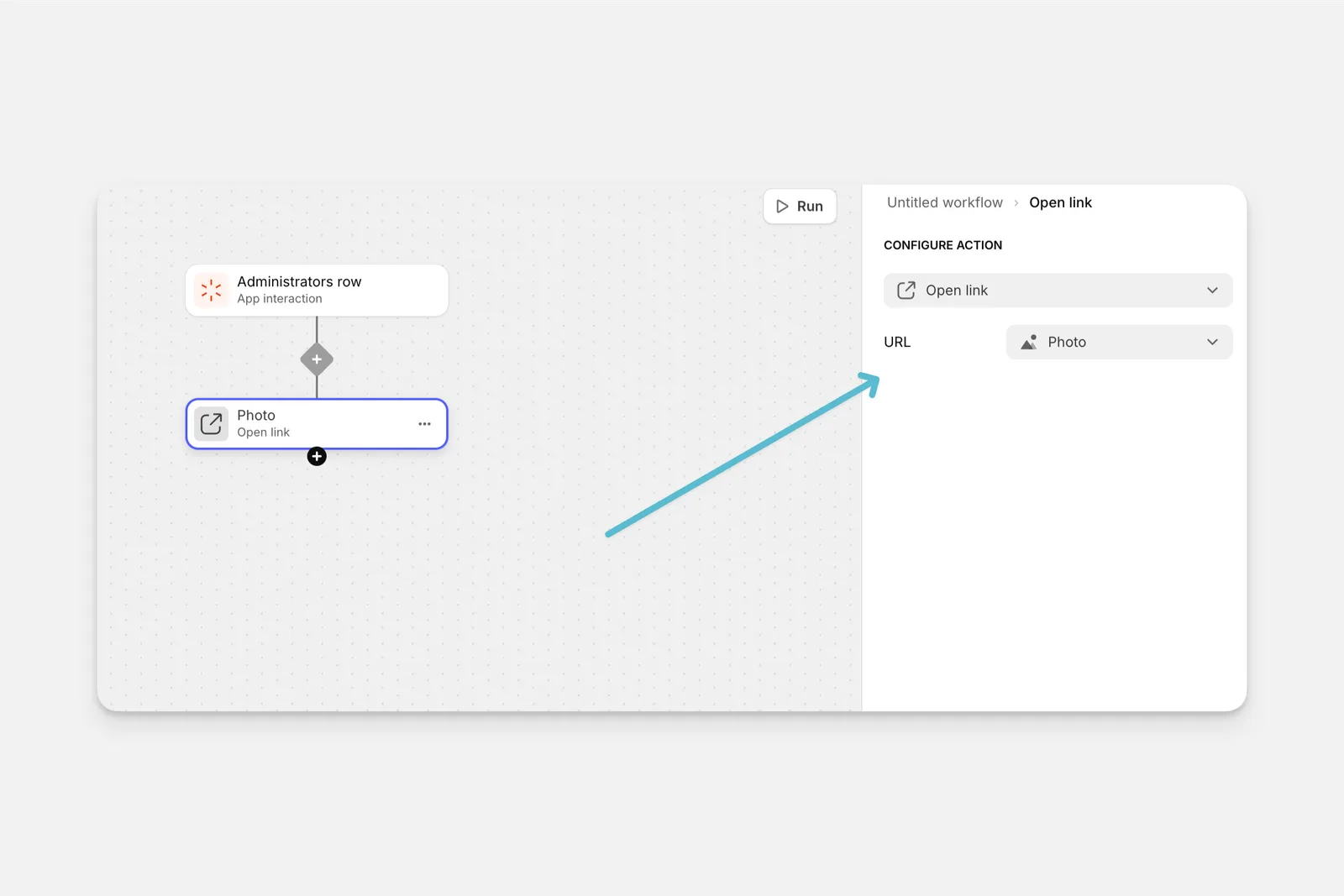 Editing an action in a workflow.