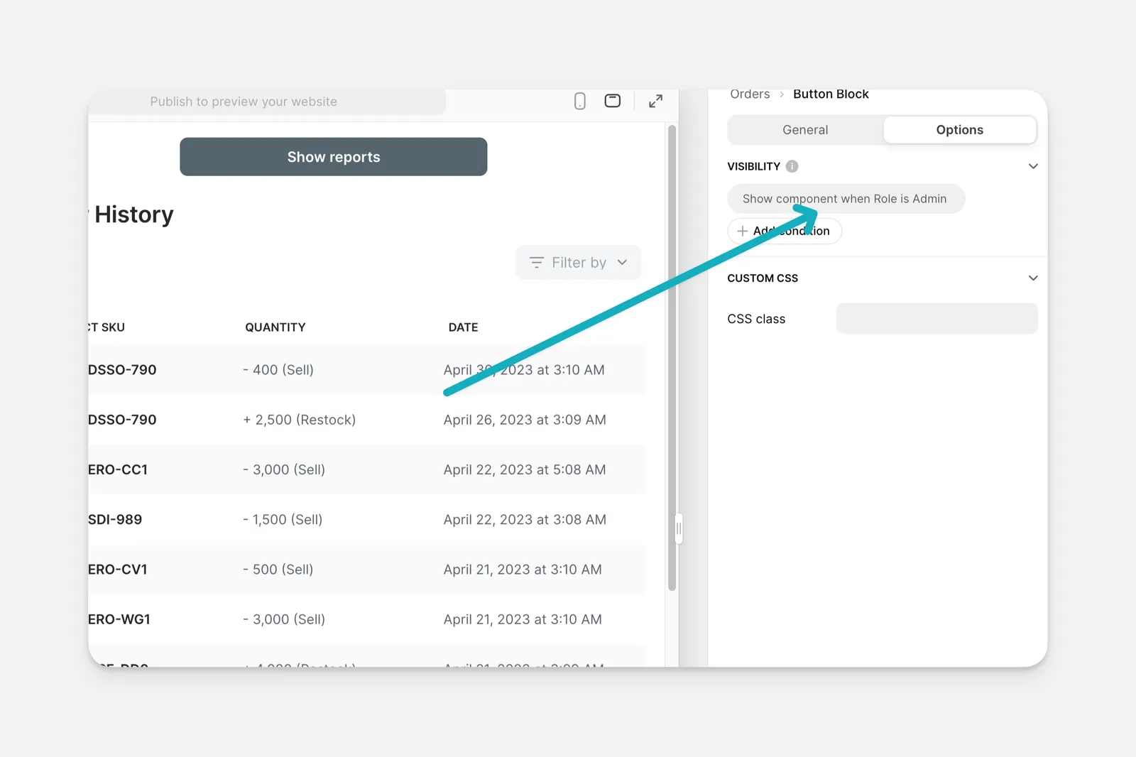 Limiting component visibility in an app.