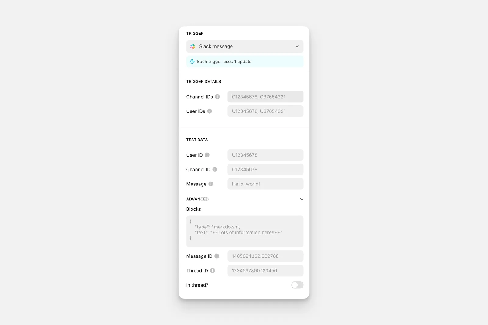 Data Available from Slack Trigger
