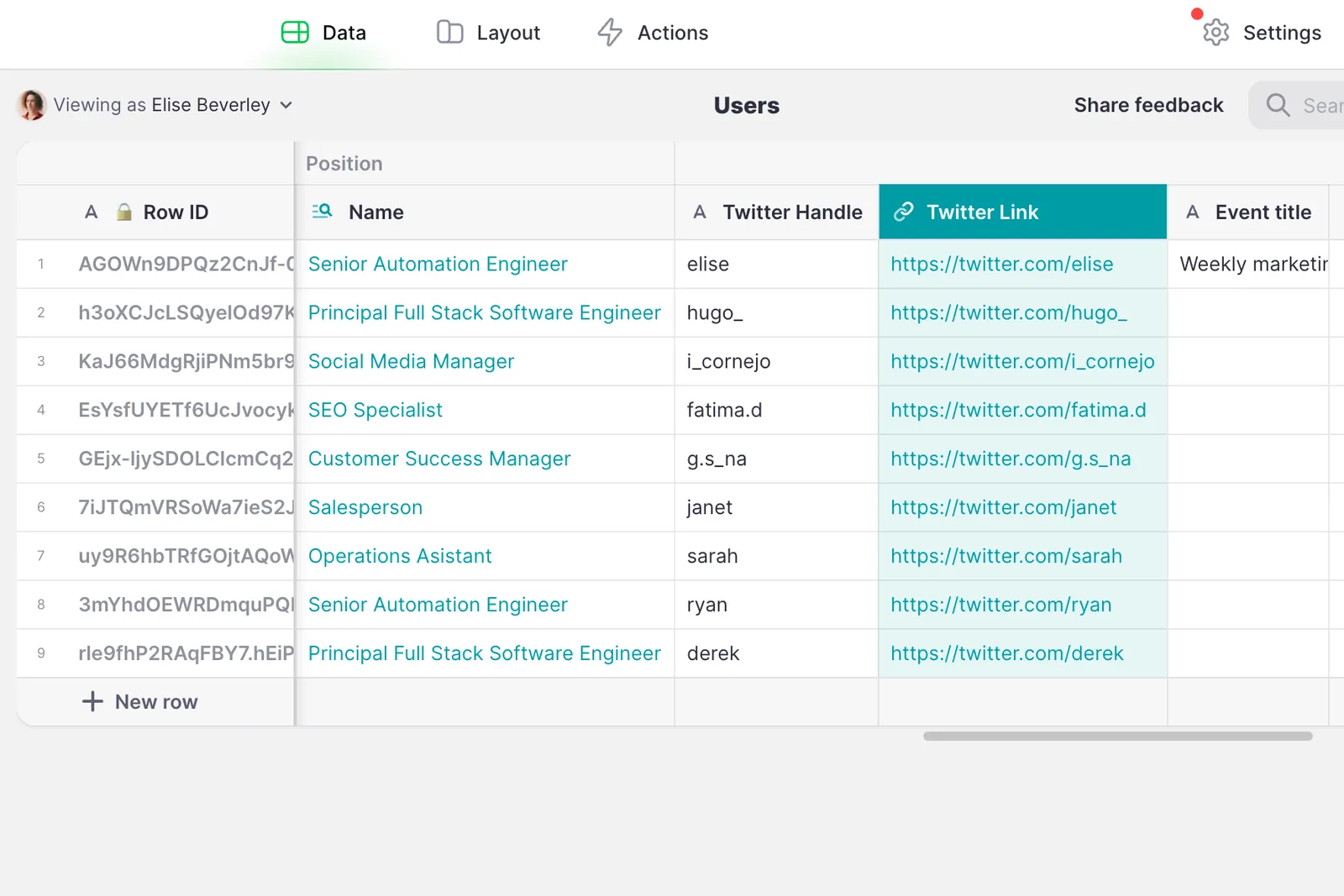 Constructing Twitter URLs from Twitter handles.