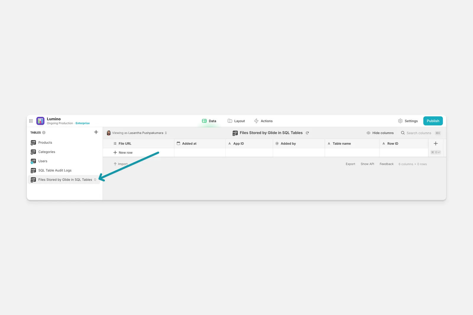 Files stored by Glide in SQL tables