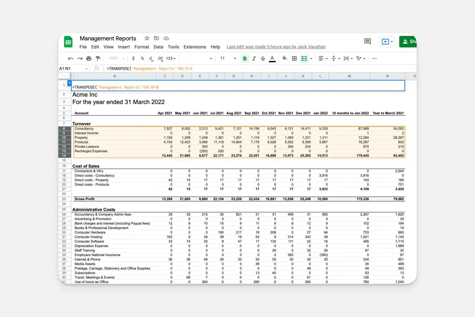Selecting which data to transpose.