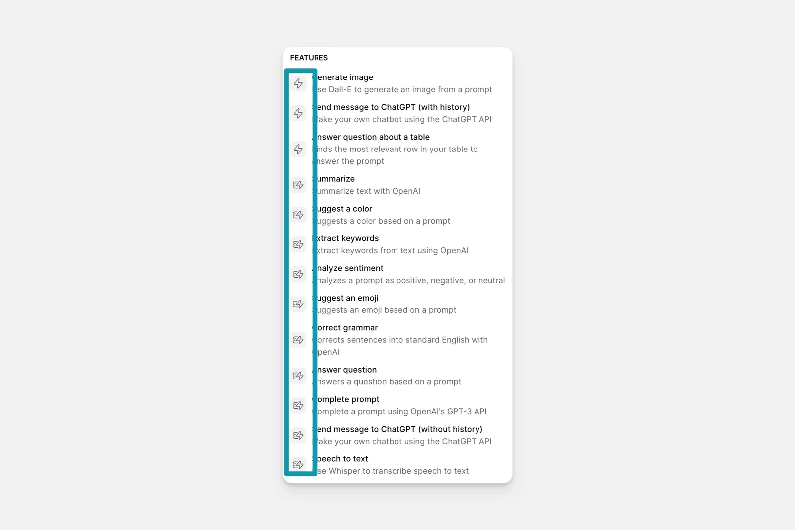 Features in OpenAI Integration