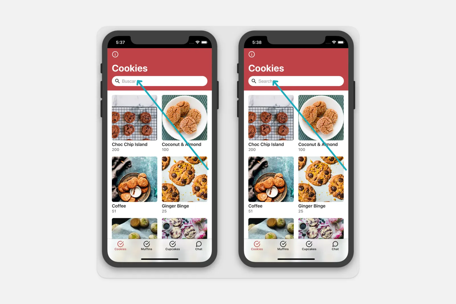 The search bar placeholder text is automatically translated.