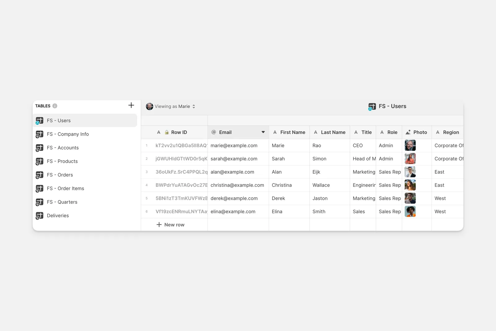 Sheet with column of user emails.