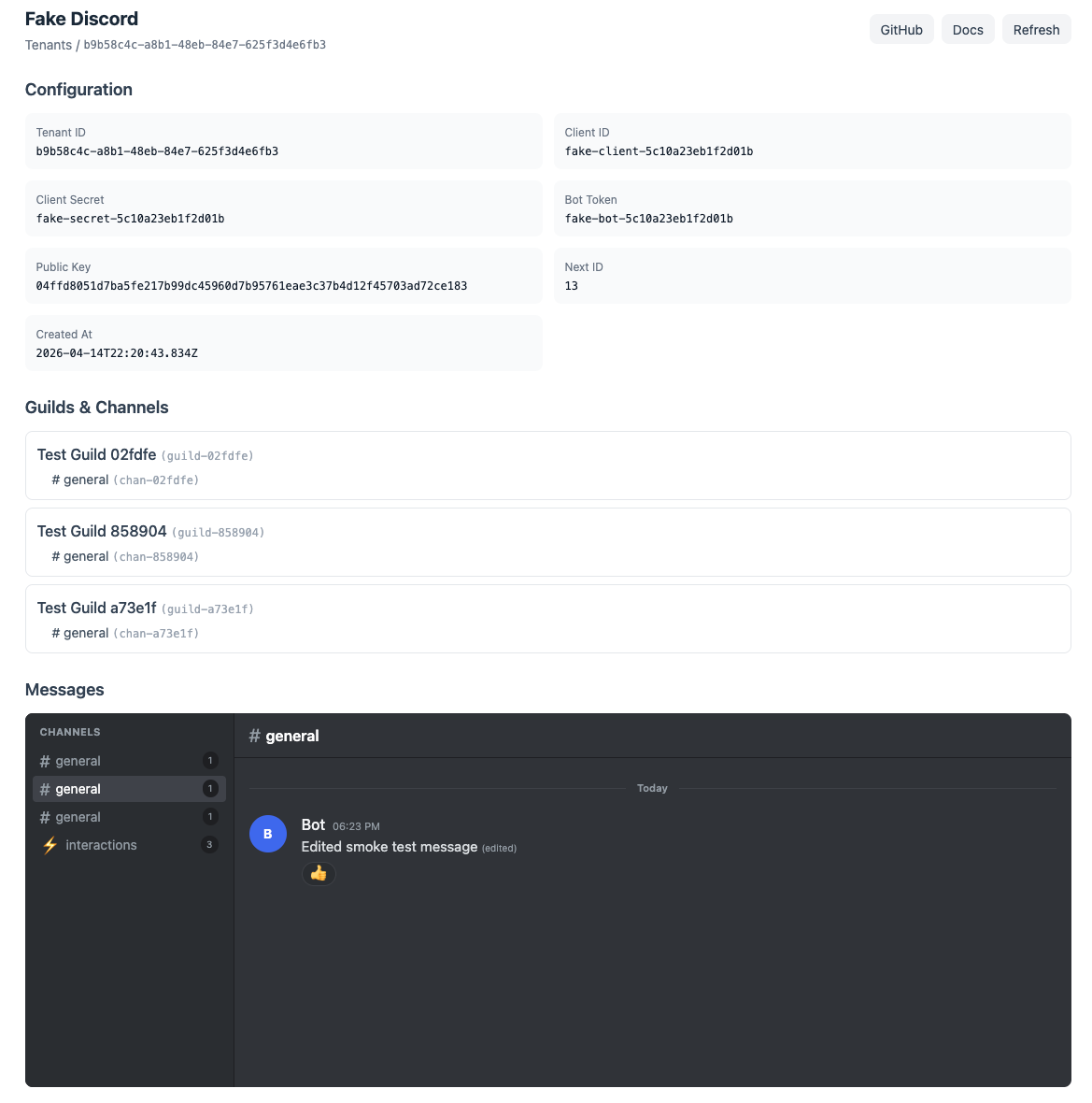 Fake Discord — a mock service built as a fling for integration testing